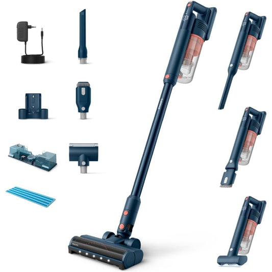 Aspirateur vertical proposant une contenance annoncee de 840 l