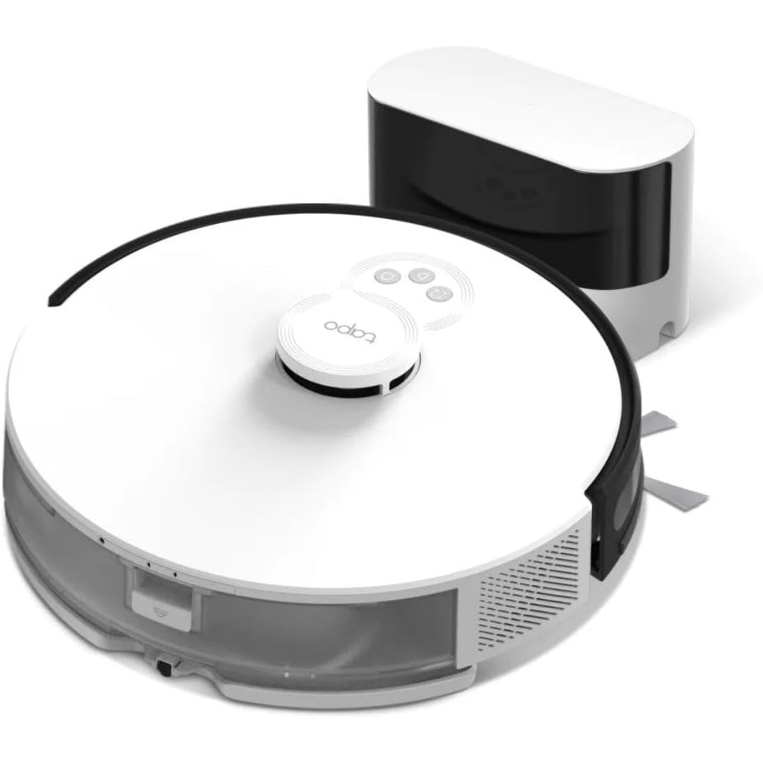 Aspirateur robotise avec une aspiration annoncee de 4200 Pa, coloris gris et noir